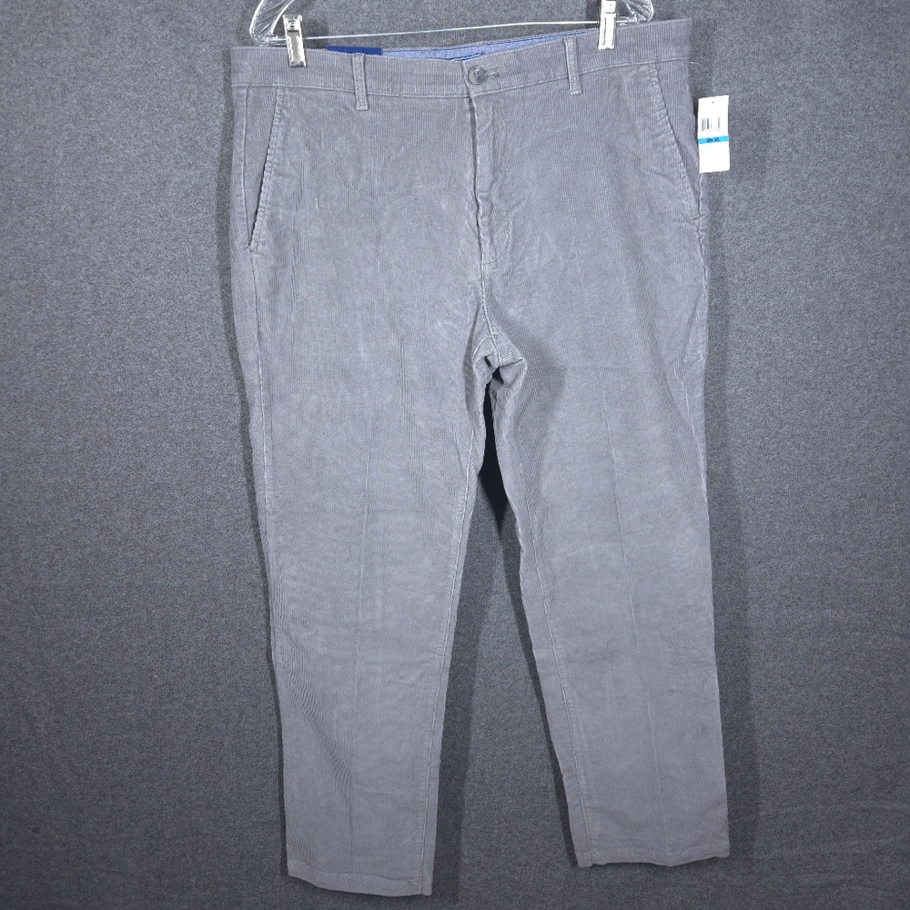 IZOD Tailgate Stretch Corduroy Straight Fit Pants Mens Gray Size 36x32 Office